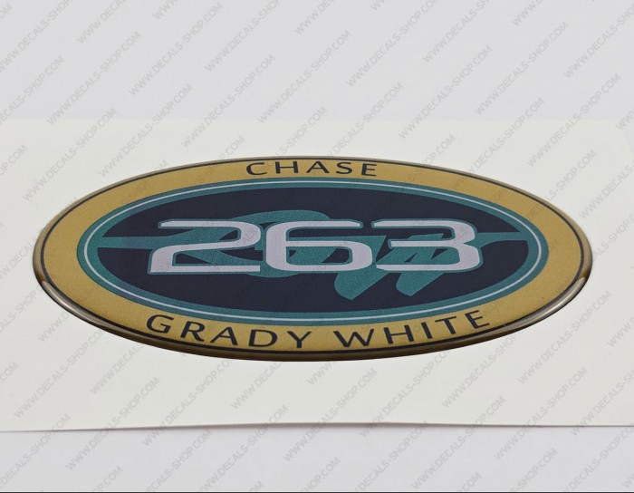 Grady White 263 Chase Raised Domed 3D Decal 5" x 2.7" 1pcs.